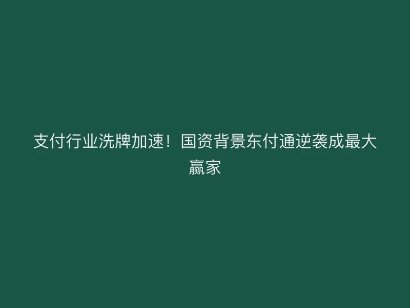 支付行业洗牌加速！国资背景东付通逆袭成最大赢家
