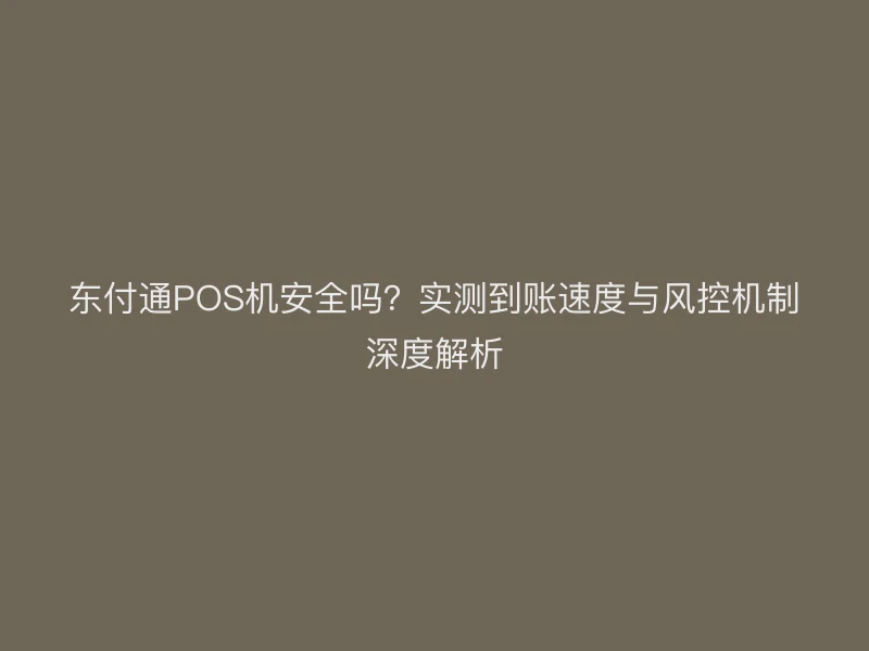 东付通POS机安全吗？实测到账速度与风控机制深度解析