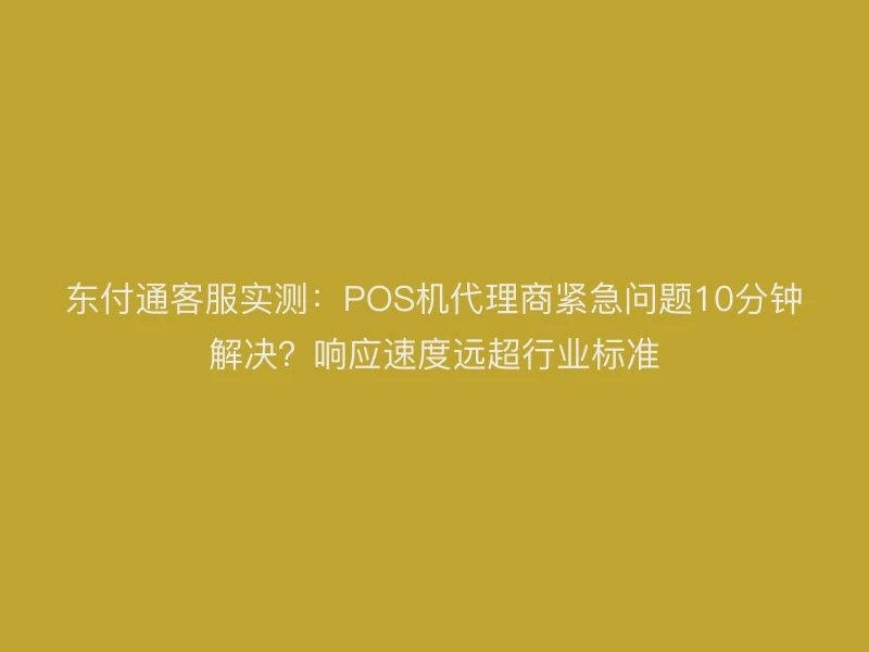 东付通客服实测：POS机代理商紧急问题10分钟解决？响应速度远超行业标准