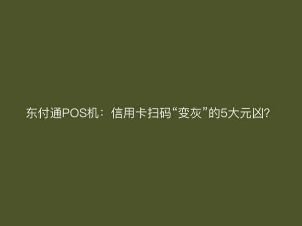 东付通POS机：信用卡扫码“变灰”的5大元凶？