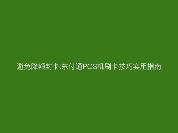 避免降额封卡:东付通POS机刷卡技巧实用指南