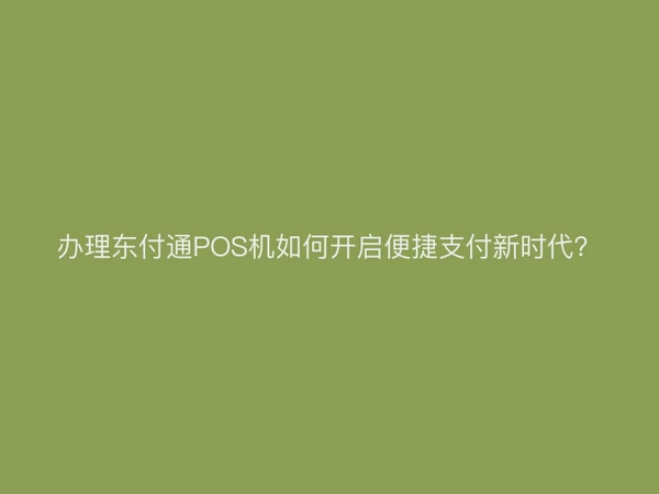 办理东付通POS机如何开启便捷支付新时代？