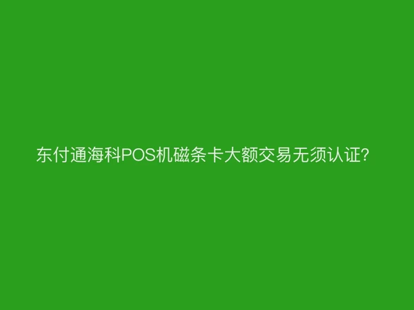 东付通海科POS机磁条卡大额交易无须认证？