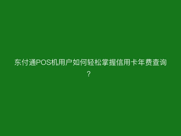东付通POS机用户如何轻松掌握信用卡年费查询？