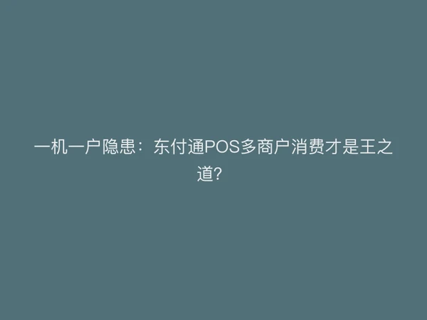 一机一户隐患：东付通POS多商户消费才是王之道？