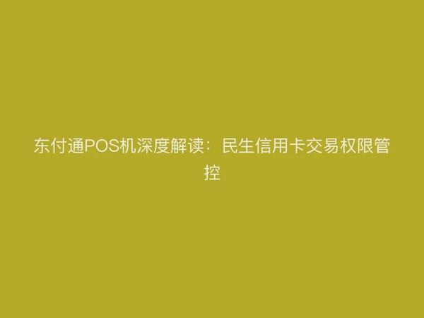 东付通POS机深度解读：民生信用卡交易权限管控