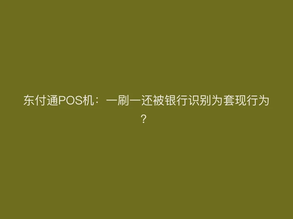 东付通POS机：一刷一还被银行识别为套现行为？