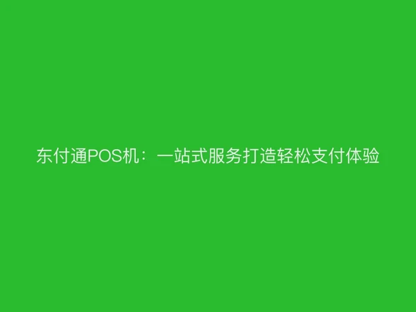 东付通POS机：一站式服务打造轻松支付体验