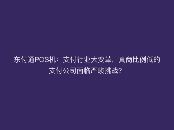 东付通POS机：支付行业大变革，真商比例低的支付公司面临严峻挑战？