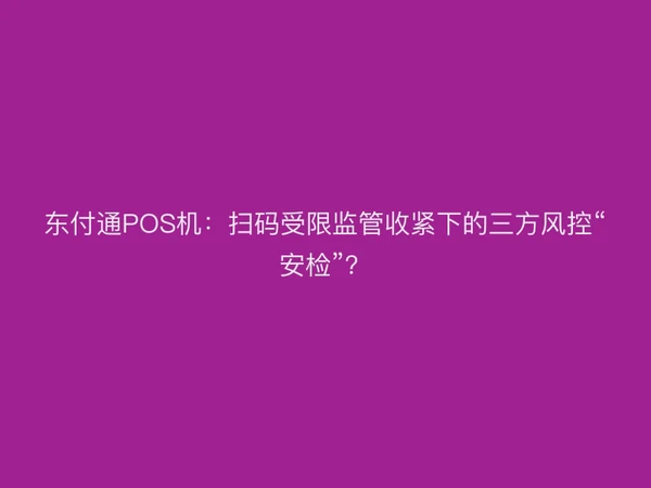 东付通POS机：扫码受限监管收紧下的三方风控“安检”？