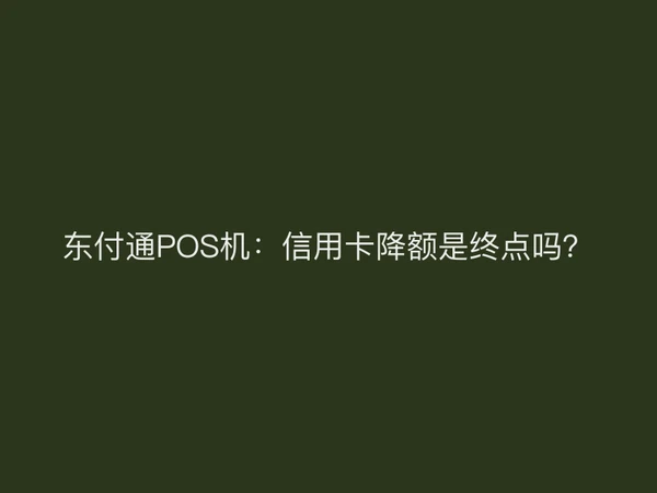 东付通POS机：信用卡降额是终点吗？