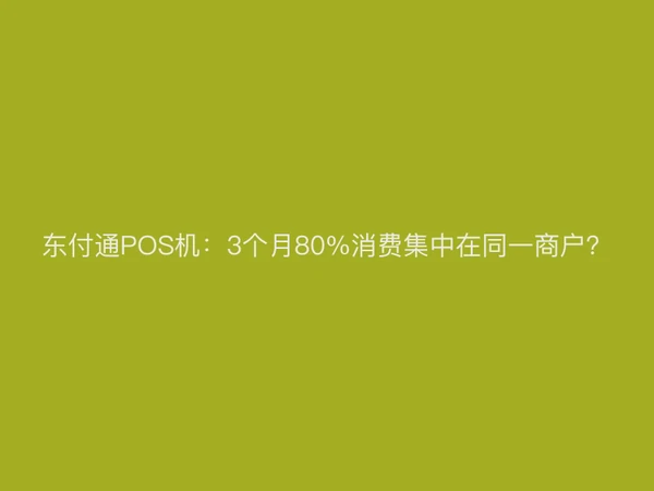 东付通POS机：3个月80%消费集中在同一商户？